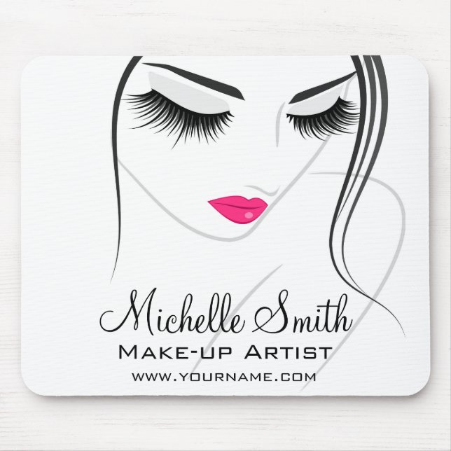 Tapis De Souris Lèvres roses Face longues cils Lash Extensions (Devant)