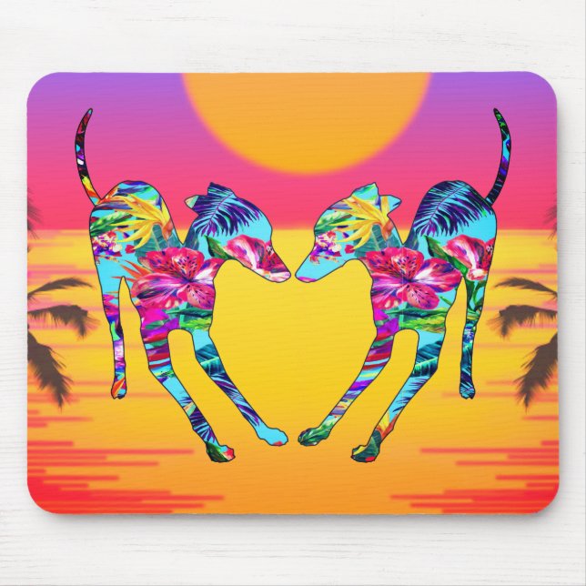 Tapis De Souris Lévrier Italien Tropical (Devant)