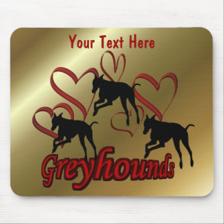 Tapis De Souris Lévriers et chien rouge de coeurs