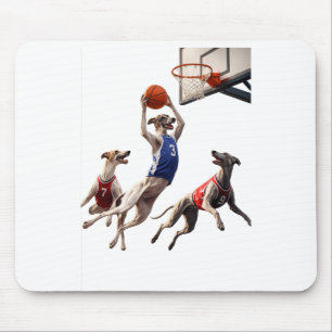 Tapis De Souris Lévriers jouant au basket-ball