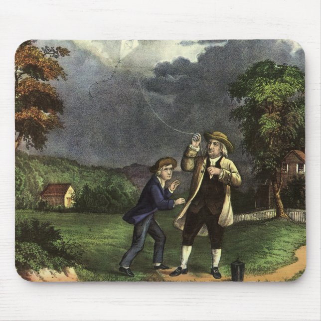 Tapis De Souris L'expérience du cerf-volant de Benjamin Franklin a (Devant)