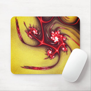 Tapis De Souris Lézard fractal rougeâtre sur texture molle d'ocher