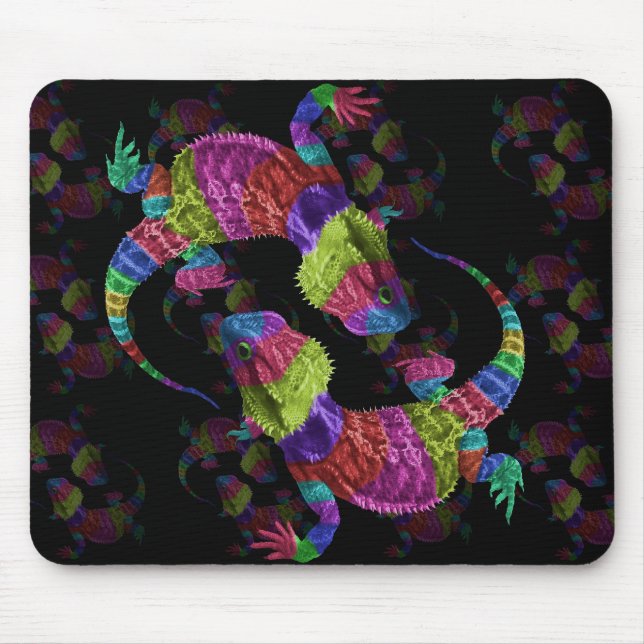 Tapis De Souris Lézards d'arc-en-ciel (Devant)