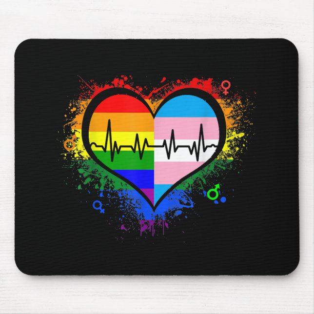 Tapis De Souris LGBT Hearbeat EKG Shirt Gay Lesbian Transgenre L (Devant)