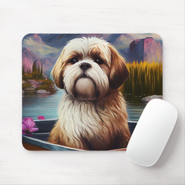 Tapis De Souris Lhassa Apso sur une rame : une aventure Pittoresqu (Avec souris)