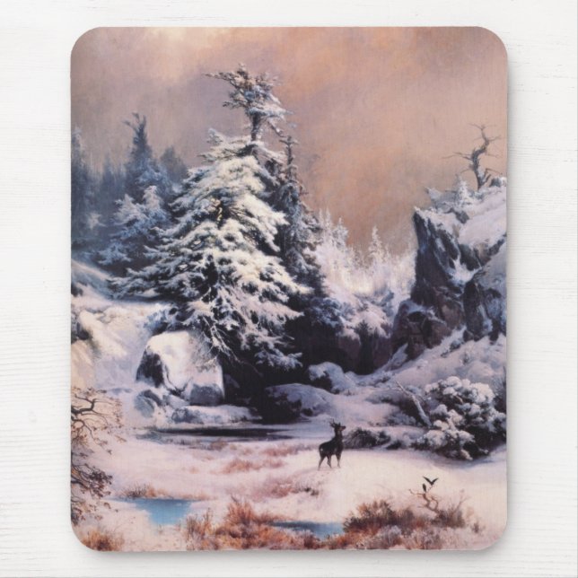 Tapis De Souris L'hiver dans les Rocheuses (par Thomas Moran) (Devant)