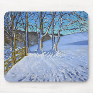 Tapis De Souris L'hiver de porte et d'arbres endiguent la ruelle