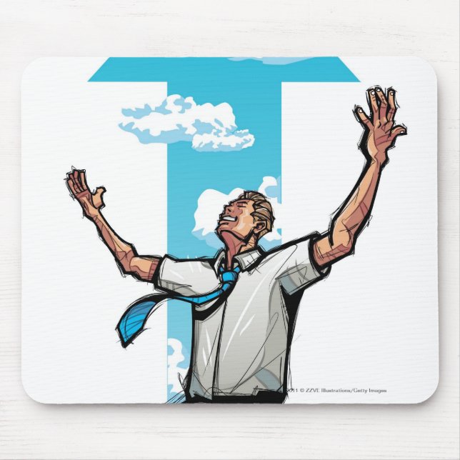 Tapis De Souris L'homme d'affaires se mettant à genoux, flèche (Devant)