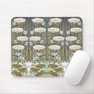 Tapis De Souris Libellule et Lys Vintage Vert Sauge Art