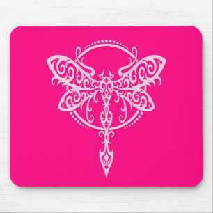 Tapis De Souris Libellule rose de tourbillonnement