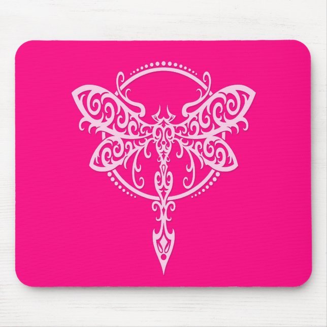 Tapis De Souris Libellule rose de tourbillonnement (Devant)