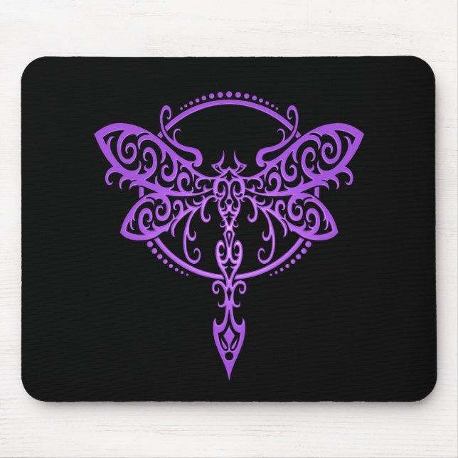 Tapis De Souris Libellule tribale - pourpre et noir (Devant)