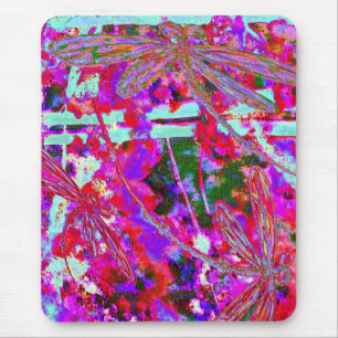 Tapis De Souris Libellules Pop Art sur mug latte rose
