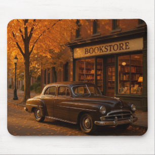 Tapis De Souris Librairie Automne/Automne vintage et voiture