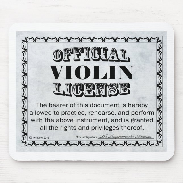 Tapis De Souris Licence de violon (Devant)