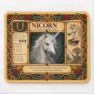 Tapis De Souris Licorne, Art de Bestiaire Médiéval