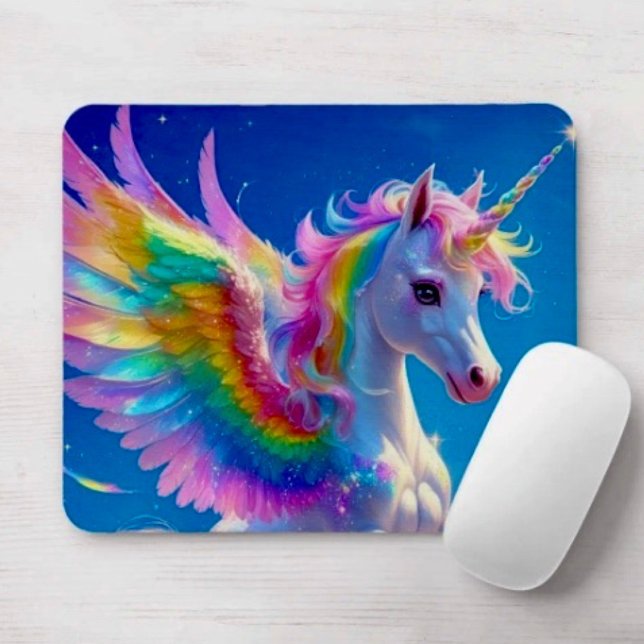 Tapis De Souris Licorne Danseuse aux Ailes Arc-en-Ciel (Mousepad durable dust and stain resistant non -slip rubber backing. D: 9.25" L x 7.75"W. 
)