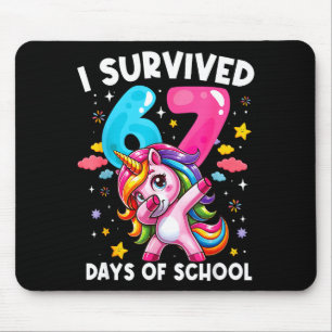 Tapis De Souris Licorne Drôle J'ai Survécu 67 Jours D'école Meme F