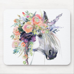 Tapis De Souris Licorne habillée florale