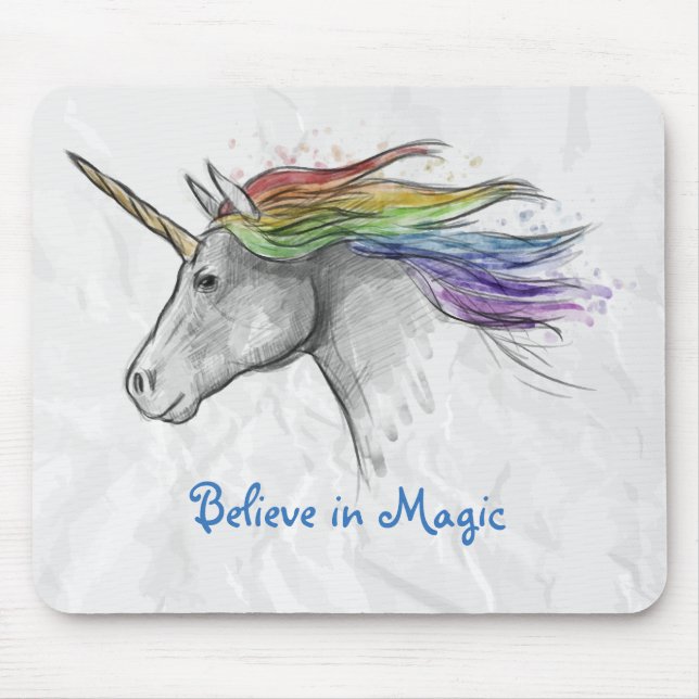 Tapis De Souris Licorne Mousepad d'aquarelle (Devant)