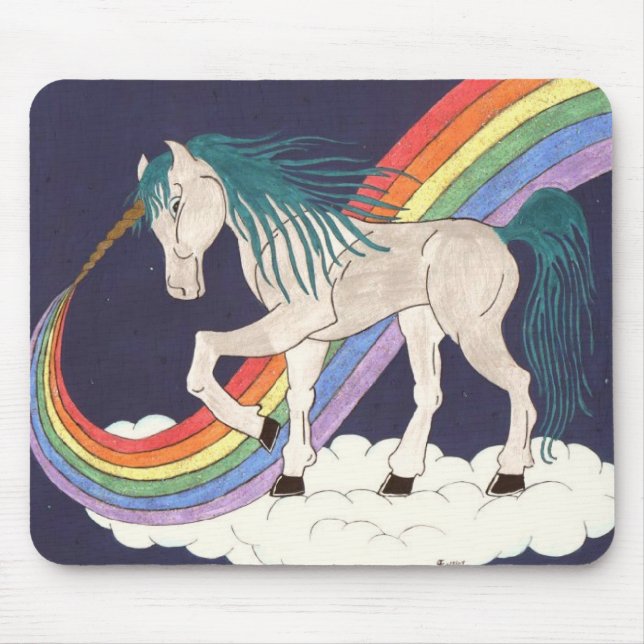 Tapis De Souris Licorne Mousepad d'arc-en-ciel (Devant)