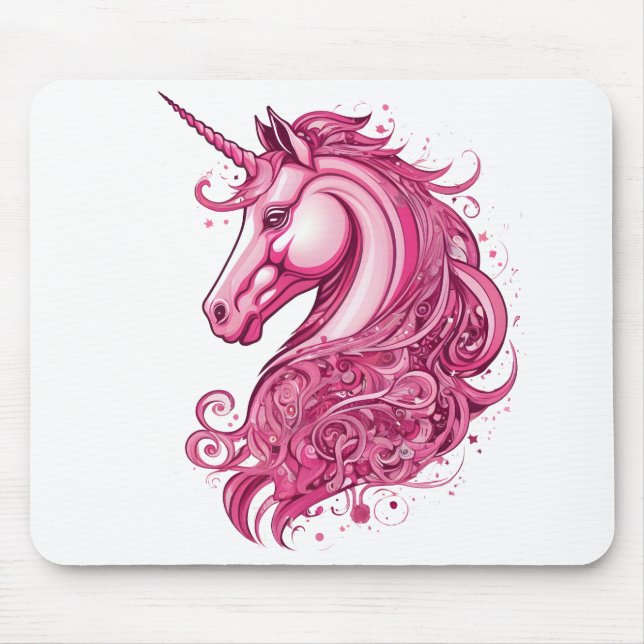 Tapis De Souris Licorne rose abstraite (Devant)