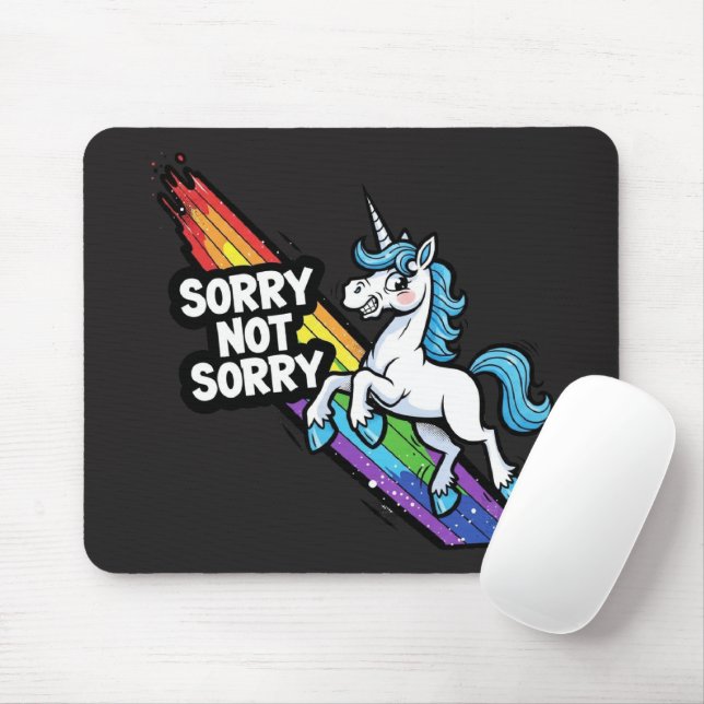 Tapis de souris Licorne Sorry not Sorry (Avec souris)