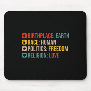 Tapis De Souris Lieu de naissance de la Terre Race Politique humai