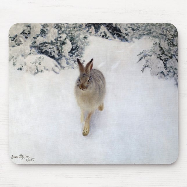 Tapis De Souris Lièvre d'hiver (lapin), Bruno Liljefors (Devant)