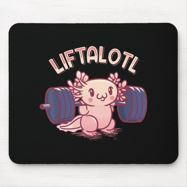 Tapis De Souris Liftalotl Lifting Axolotl Weightlifting Gym Workou (Devant)
