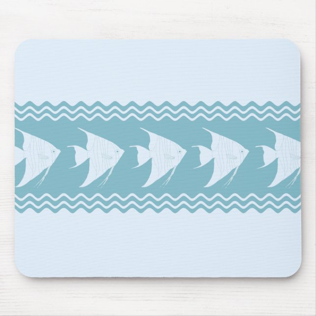 Tapis De Souris Light Blue Coastal Angelfish Stripes (Devant)