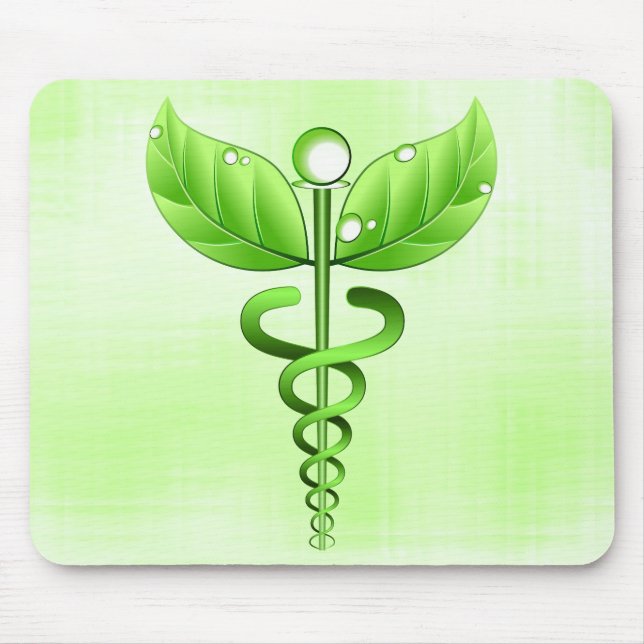Tapis De Souris Light Green Caduceus Alternative Medicine Médicale (Devant)