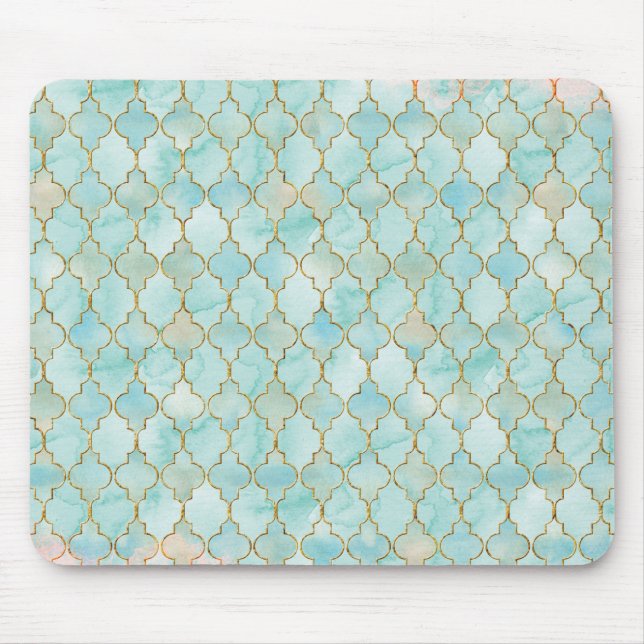 Tapis De Souris Light pink and Aqua Maroccan pattern (Devant)
