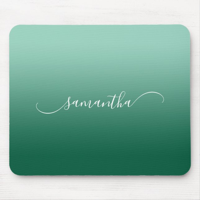 Tapis De Souris Light sarcelle vert chasseur ombré courbe nom en d (Devant)