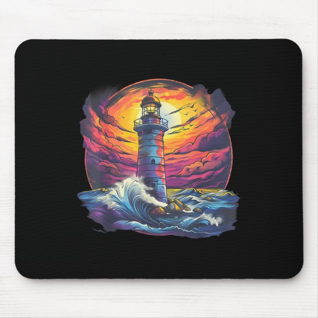 Tapis De Souris Lighthouse Sailing Sea Beach Boating Seaside House (Devant)