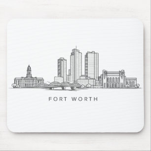 Tapis De Souris Ligne artistique minimaliste de la skyline de Fort