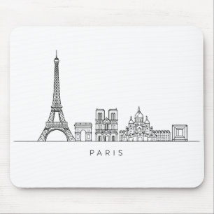 Tapis De Souris Ligne artistique minimaliste de la skyline de Pari