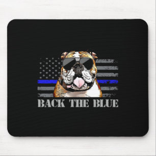 Tapis De Souris Ligne Bleue Mince Drapeau américain Police Chien