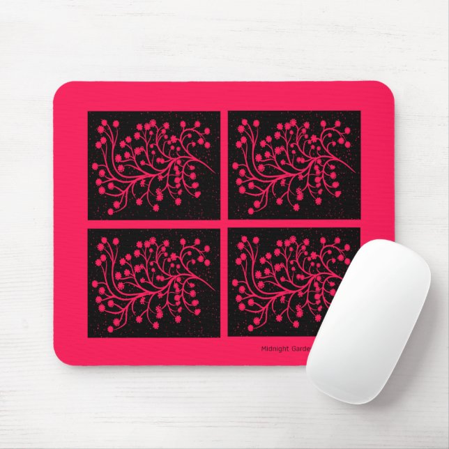 Tapis De Souris Ligne de jardin de minuit Raspberry Bloom (Avec souris)