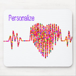 Tapis De Souris Ligne EKG coeur médical rouge