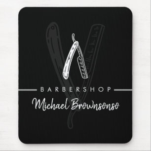 Tapis De Souris Ligne noire et blanche Marques de logos minimaux R
