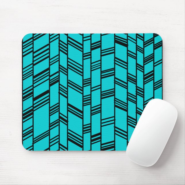 Tapis De Souris Lignes Art Déco Bleu (Avec souris)