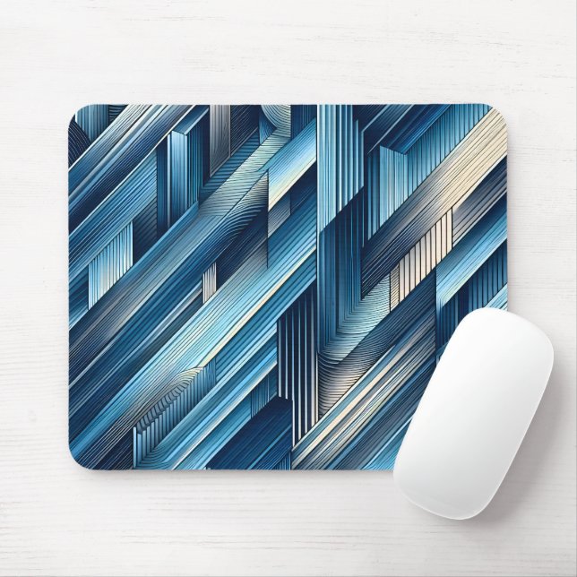 Tapis De Souris Lignes Bleues De Mouvement (Avec souris)