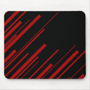 Tapis De Souris Lignes diagonales en rouge et noir