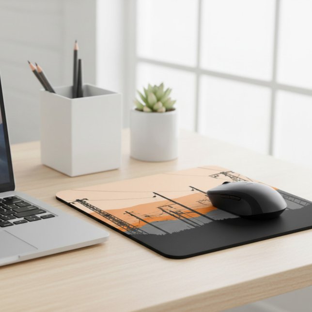 Tapis De Souris Lignes électriques industrielles Sunset Mousepad (Créateur téléchargé)