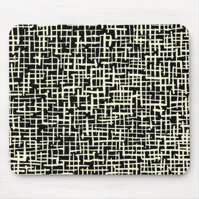 Tapis De Souris Lignes encrées - Crème sur noir (Devant)
