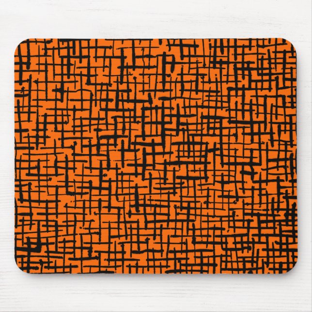 Tapis De Souris Lignes encrées - Noir sur orange (Devant)