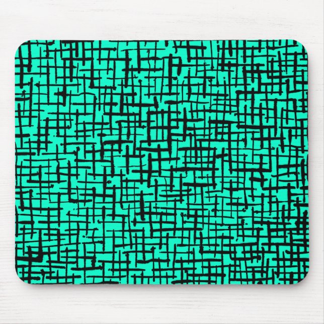Tapis De Souris Lignes épaisses - Noir sur Turquoise (Devant)