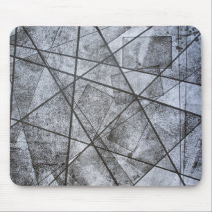 Tapis De Souris Lignes noires rectangles gris blanc abstrait