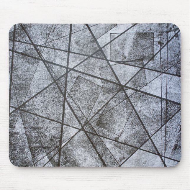 Tapis De Souris Lignes noires rectangles gris blanc abstrait (Devant)